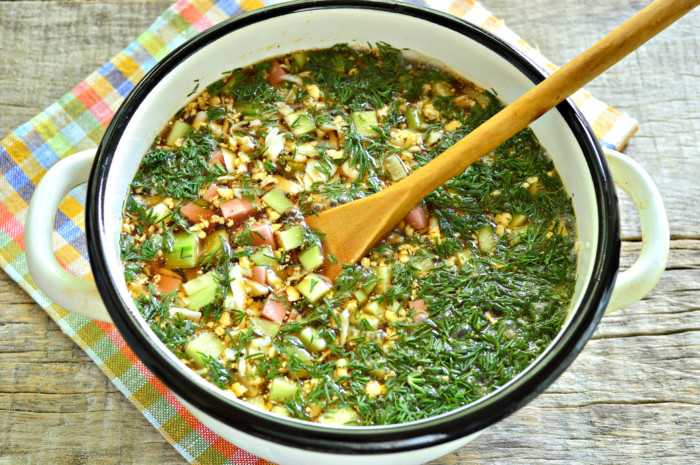 Окрошка на квасе с колбасой - 4 простых рецепта самой вкусной окрошки