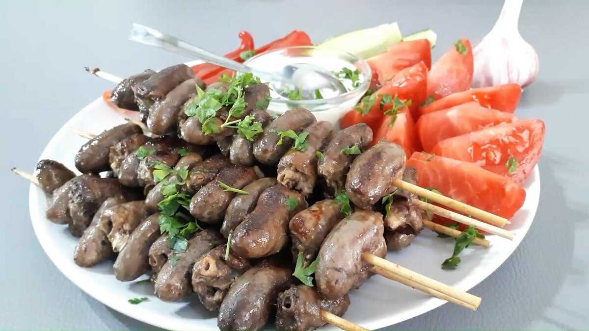 Шашлык из куриных сердечек