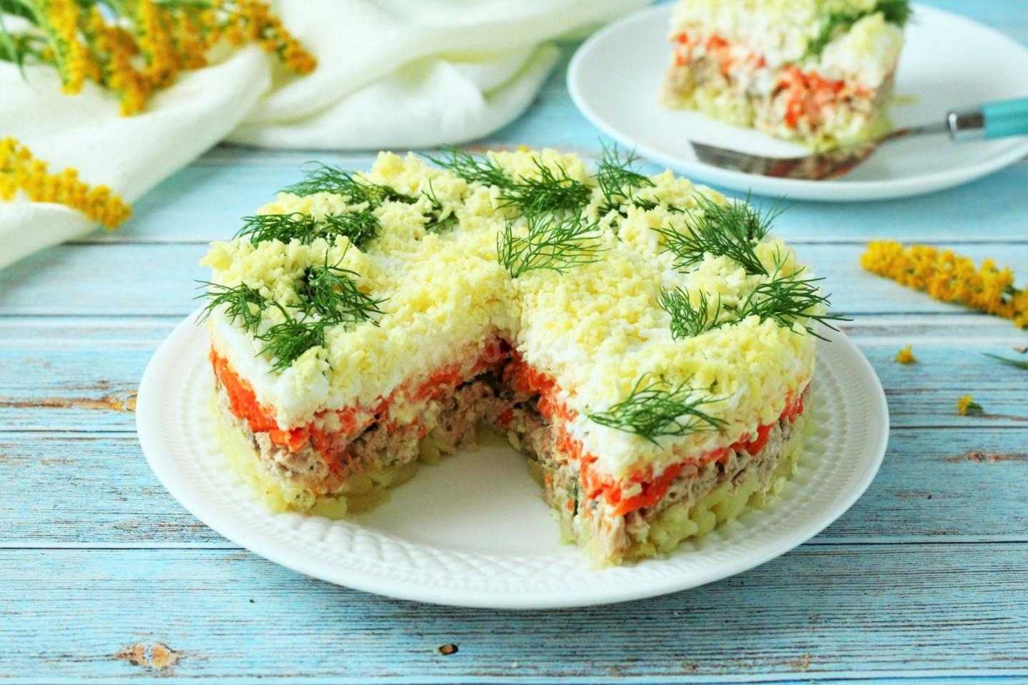 Салат мимоза с консервированной горбушей, классические рецепты