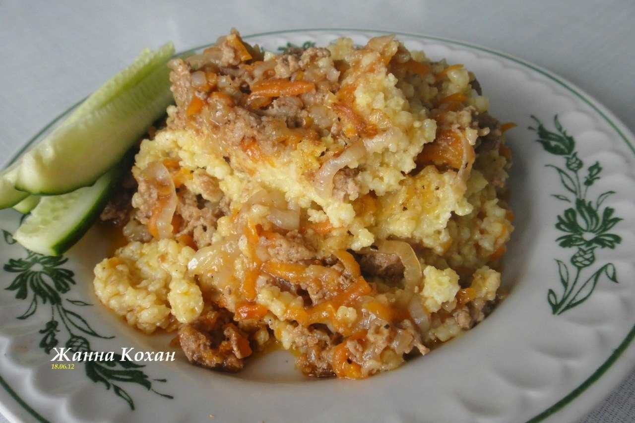 Пшённая каша с колбасой и квашеной капустой
